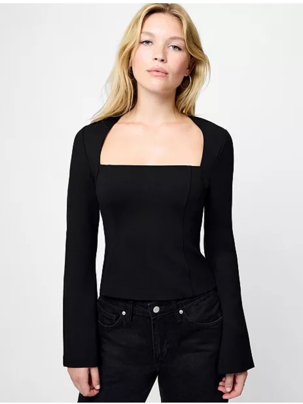 NWT!! French Connection Cleo Ponte Top in Black